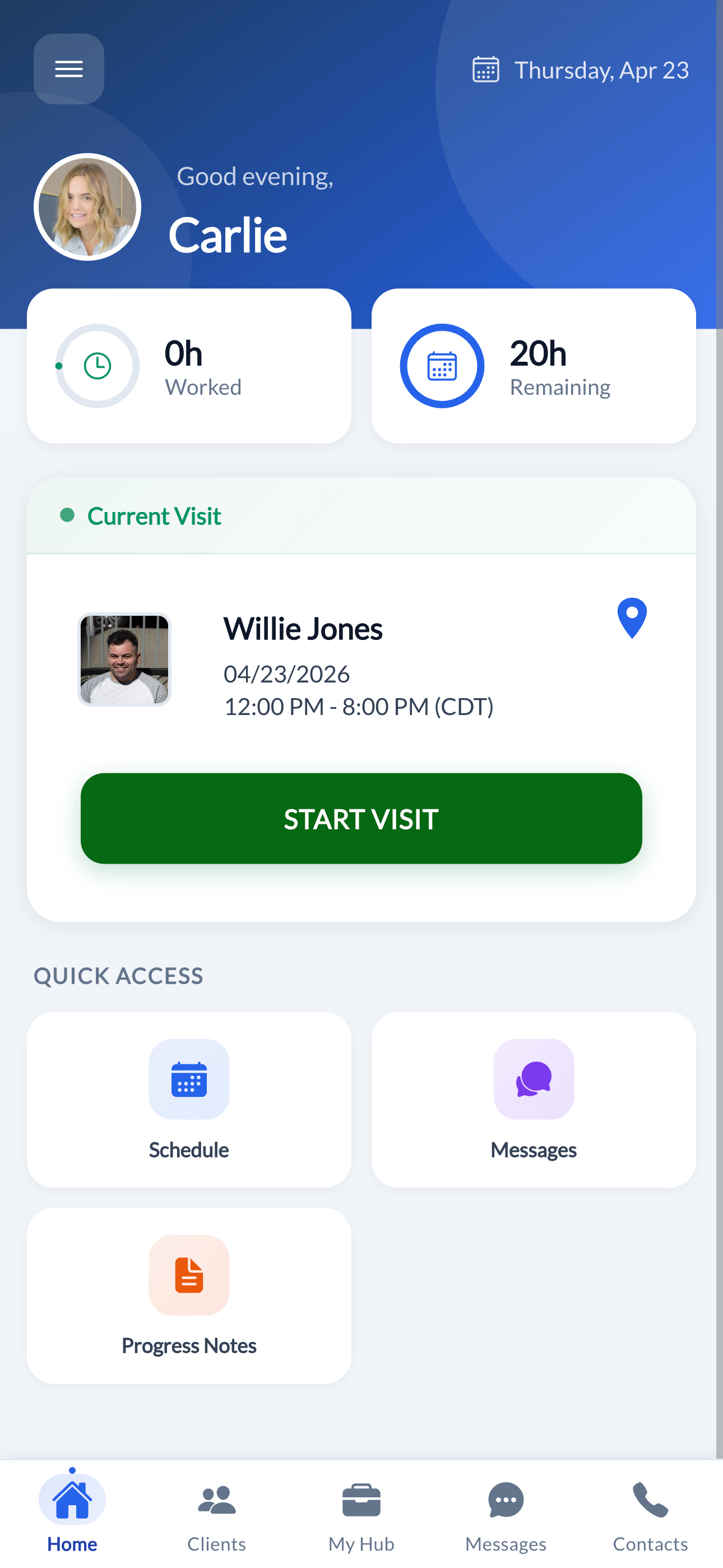 Cura OS Start Your Shift — screen 1